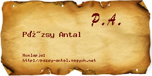 Pázsy Antal névjegykártya